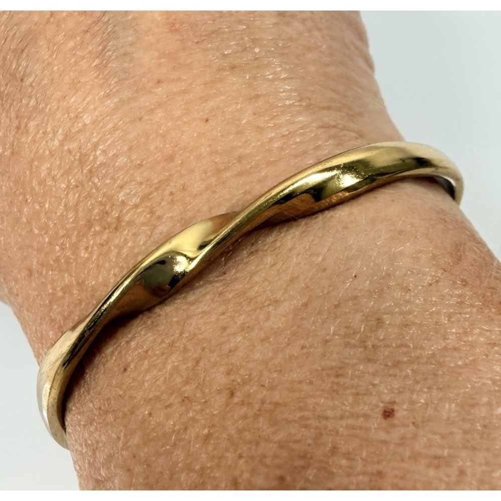 intage Sergio Lub California Brass Wave Twist Cuff Bracelet Small 5.75"